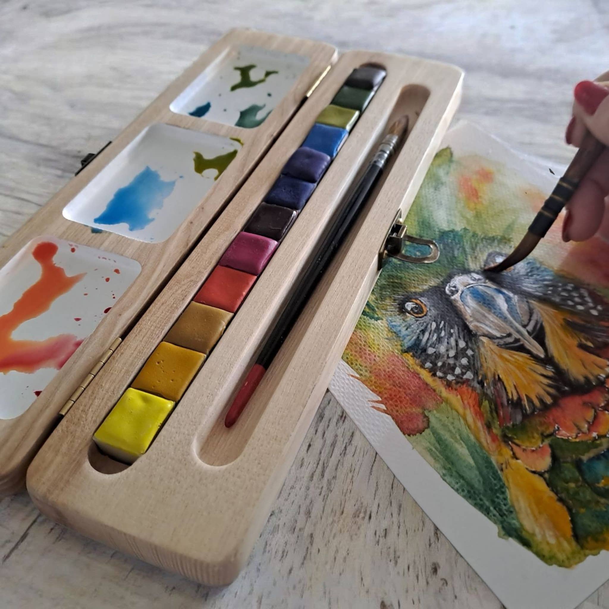 Aquarelle de Provence - Wholesale Watercolor Paint - Eco-friendly Wooden Watercolor Box, empty2