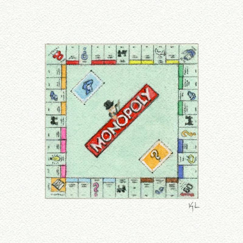 Karen Libecap Tiny Paintings - Wholesale Art Print - Monopoly Miniature Watercolor Painting - Art Print0
