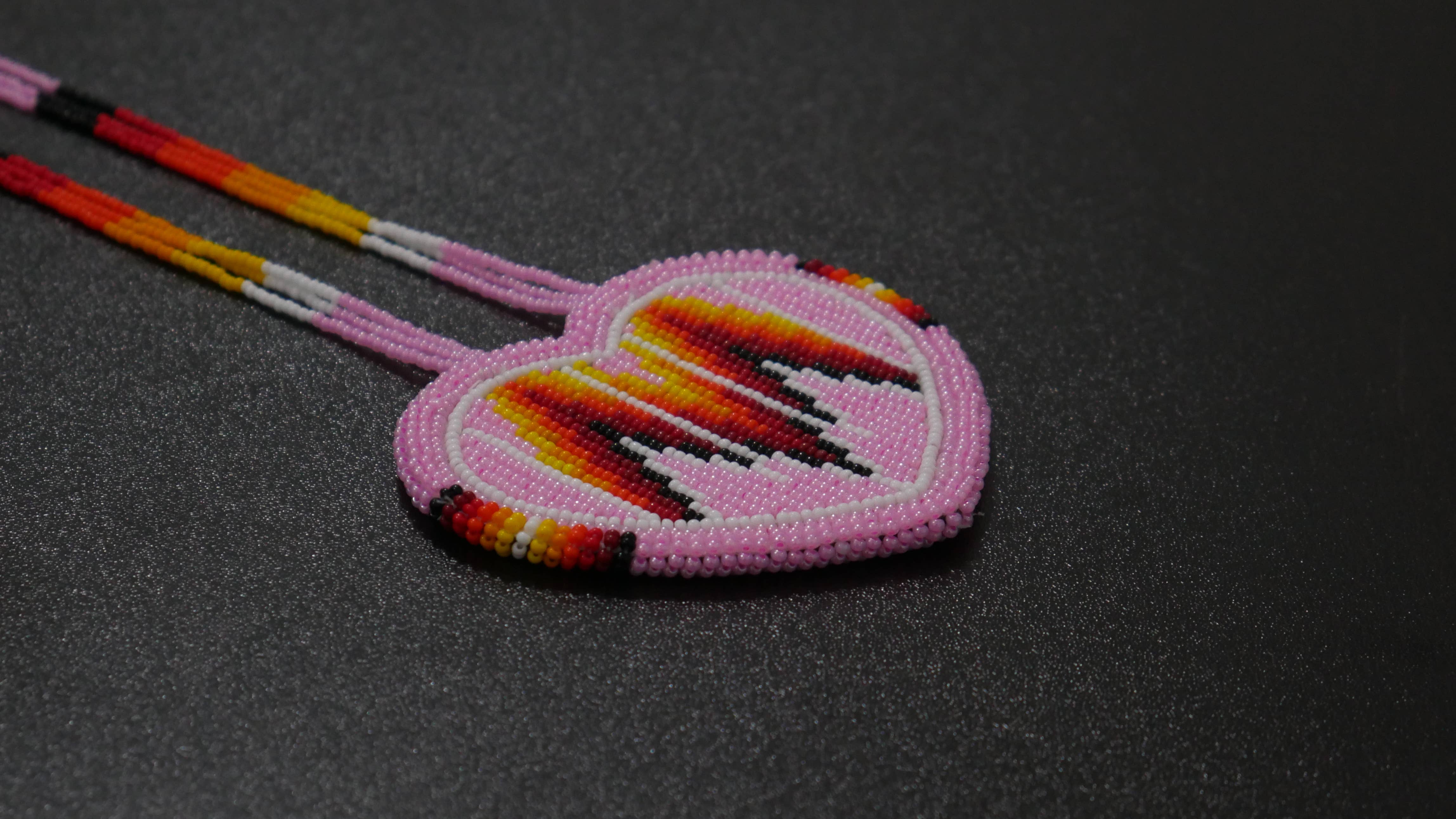 KANGURAH - Wholesale Pendant/Charm Necklace - Native American Style Beaded Heart medallions3