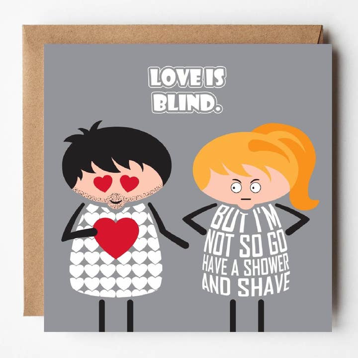 Love is blind | Funny love card | Valentines | Anniversary for wholesale by VERSED AID