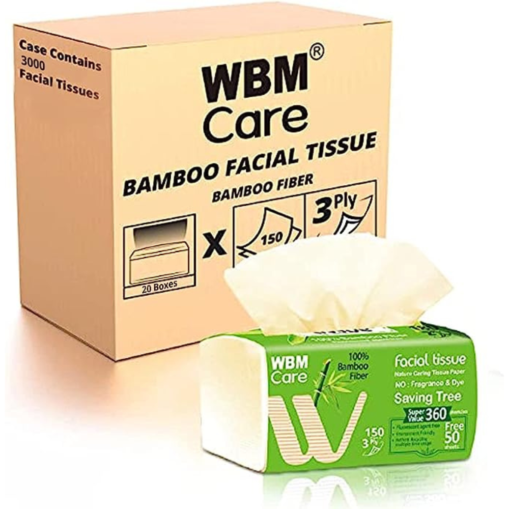 WBM LLC - Wholesale Tissue Paper - WBM Bamboo Facial Tissues, 150 Tissues/ Each5