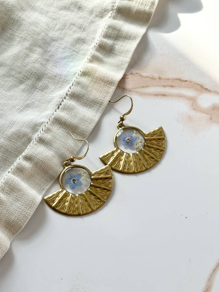 Pressed Flower Jewelry | Valentine Earrings | Brass Jewelry for wholesale by Little Leavez