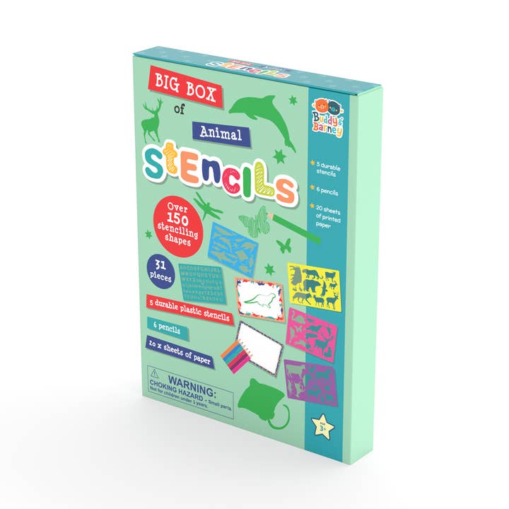 Grande boîte de pochoirs en forme d'animaux pour la vente par Buddy and Barney LLC