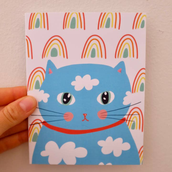Carte de vœux « Rainbow Cat » pour la vente par Desert Bunni