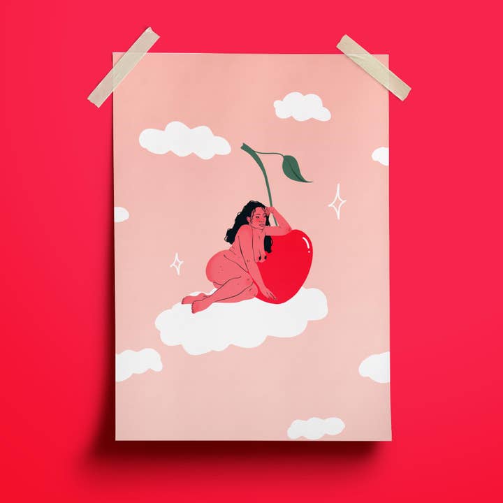Dreamy Cherry Lady Print for wholesale by whatmabeldid