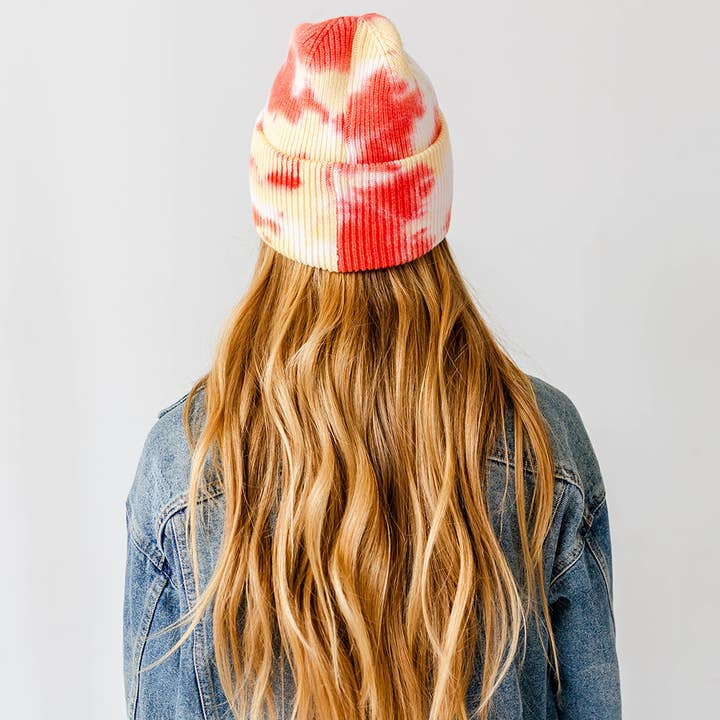 Carly Rae Studio - Wholesale Beanie - Women's - KC Watercolor Beanie - Red & Yellow6