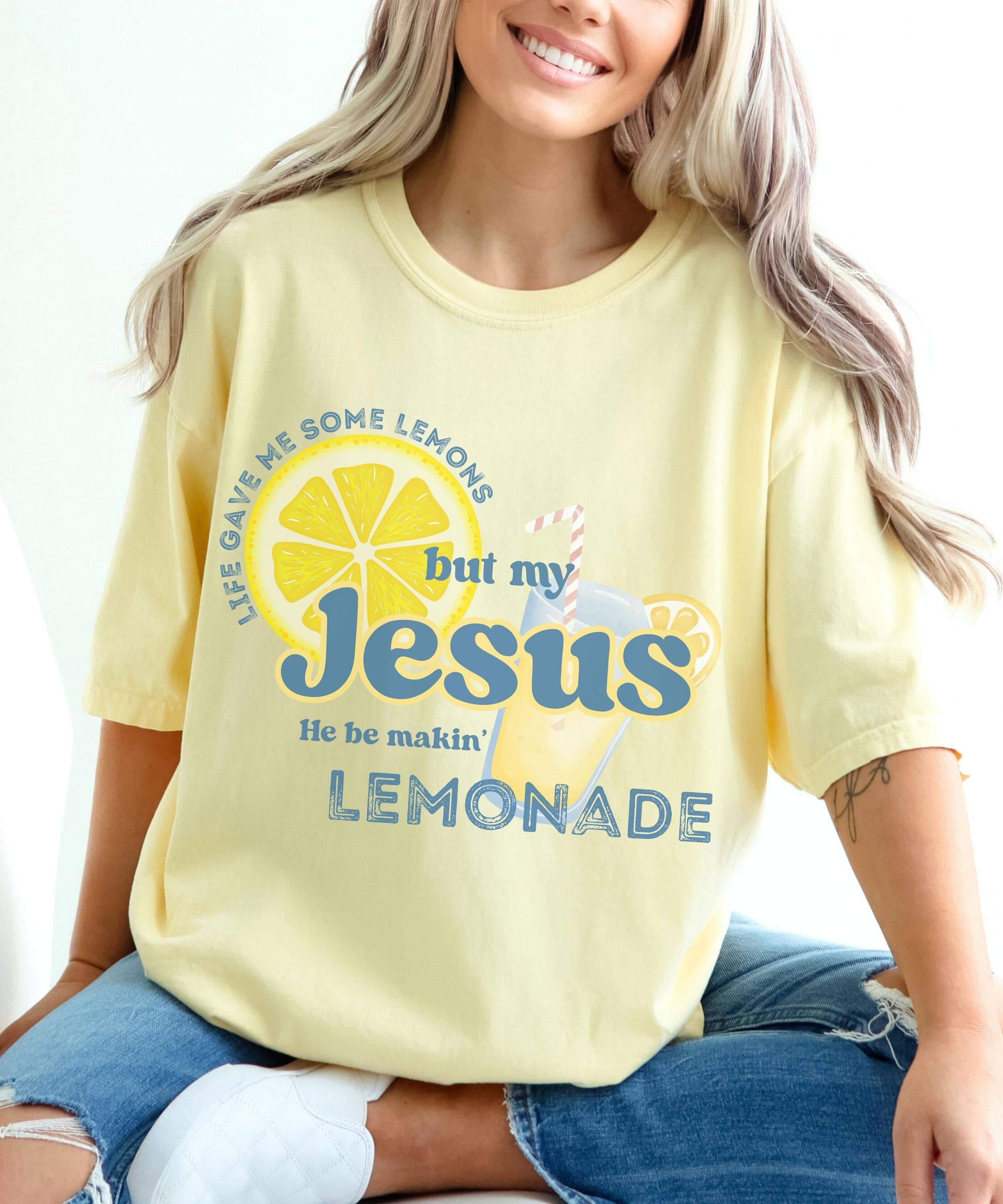 Glaime – Großhandel T-Shirt mit Siebdruck – Damen – Comfort Colors Das Leben gab mir ein paar Zitronen Christliches Shirt3