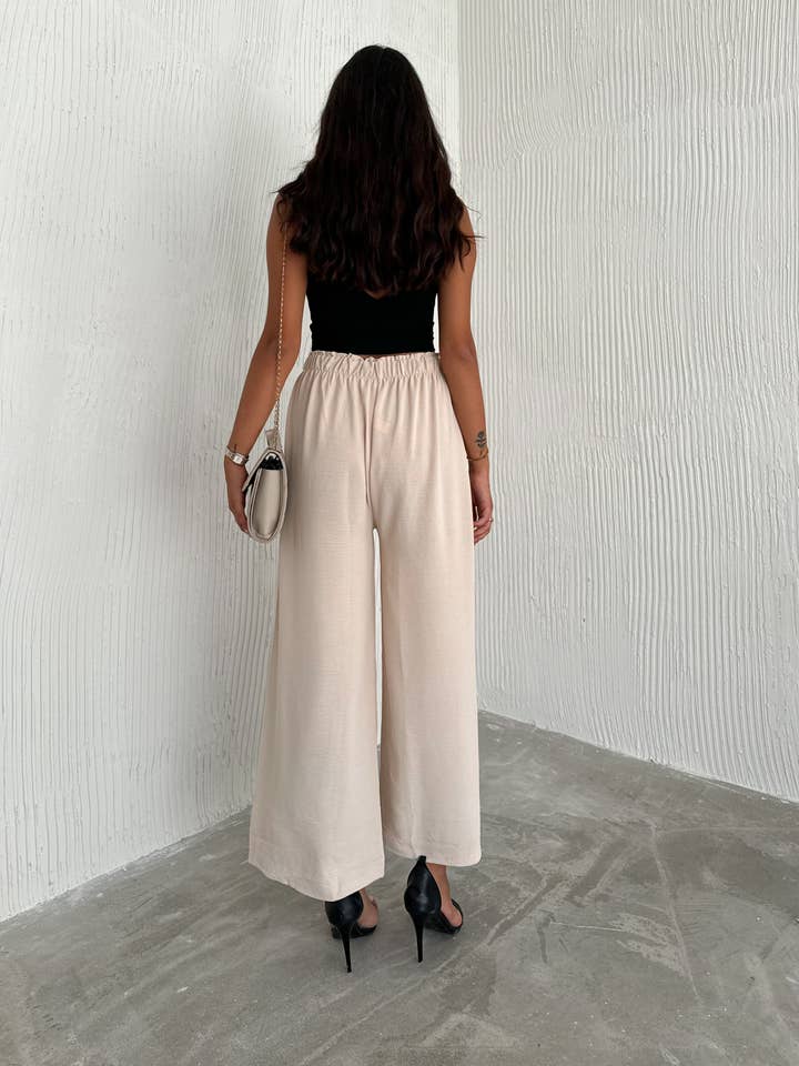 VAV NEW YORK - Wholesale Pants - Women's - Women's Solid Color Palazzo Pants Wide Leg Elastic