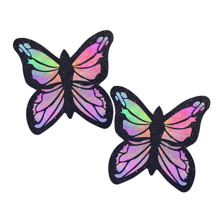 Dekking: Butterfly Rainbow Twinkle Velvet steuntape voor volledige borsten van Pastease voor wholesale door Pastease UK