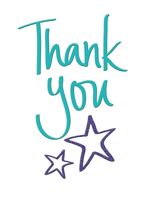 Carte de remerciement, Merci, Texte en script - Étoiles pour la vente par Piccadilly Greetings