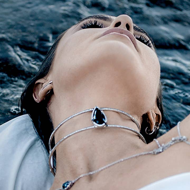 SALLY SKOUFIS™ - Wholesale Choker/collar - Awaken Choker with Black & White Diamonds in Platinum2