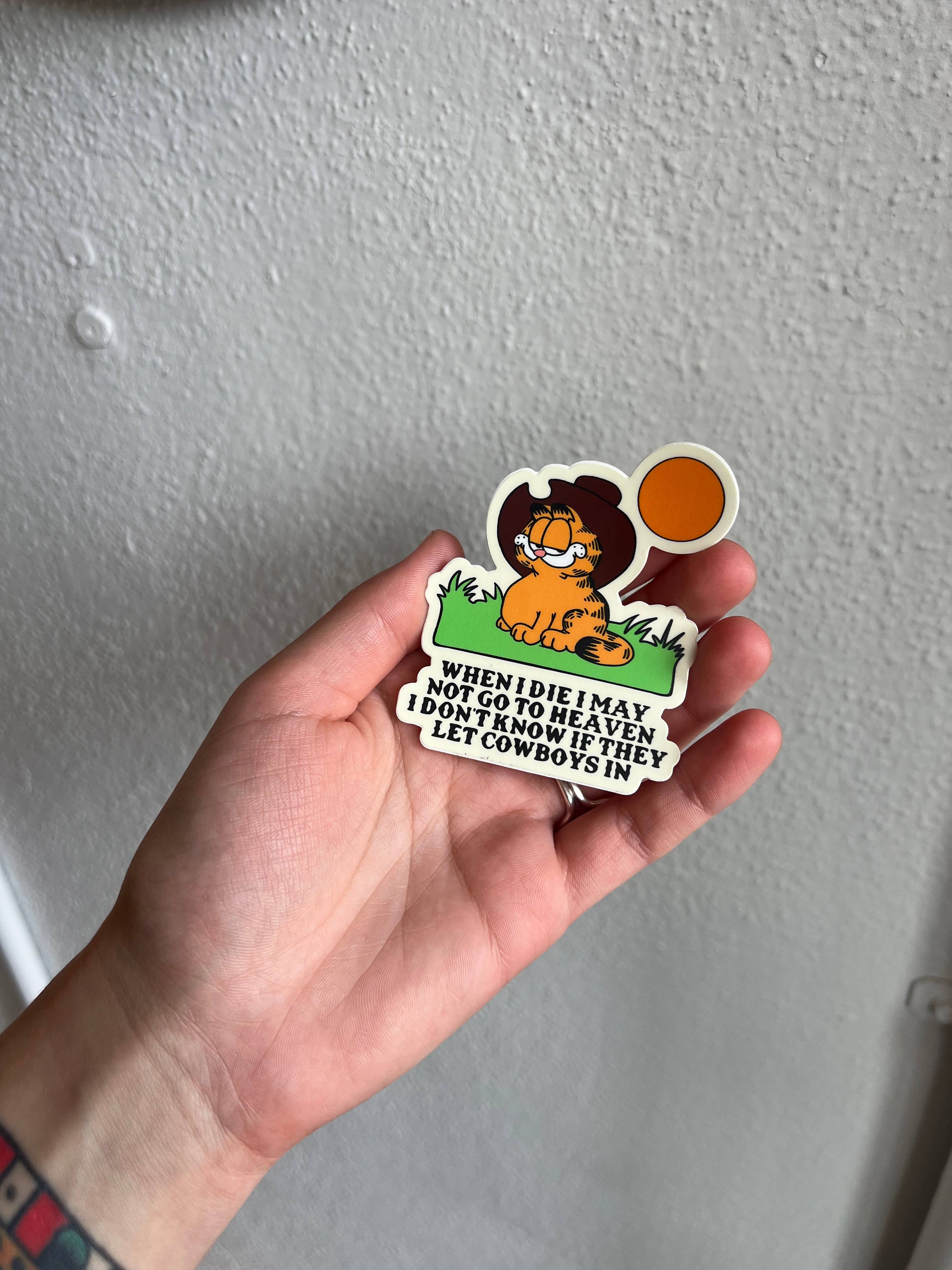 The Weeping Roses - Wholesale Sticker - Funny Cowboy Orange Cat Sticker With Saying3