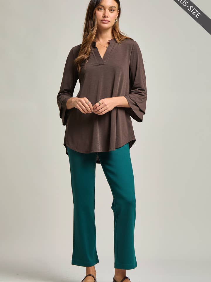 Dear Scarlett - Wholesale Tunic - Women's - PLUS SIZE Solid Color Belled Lizzy Top20