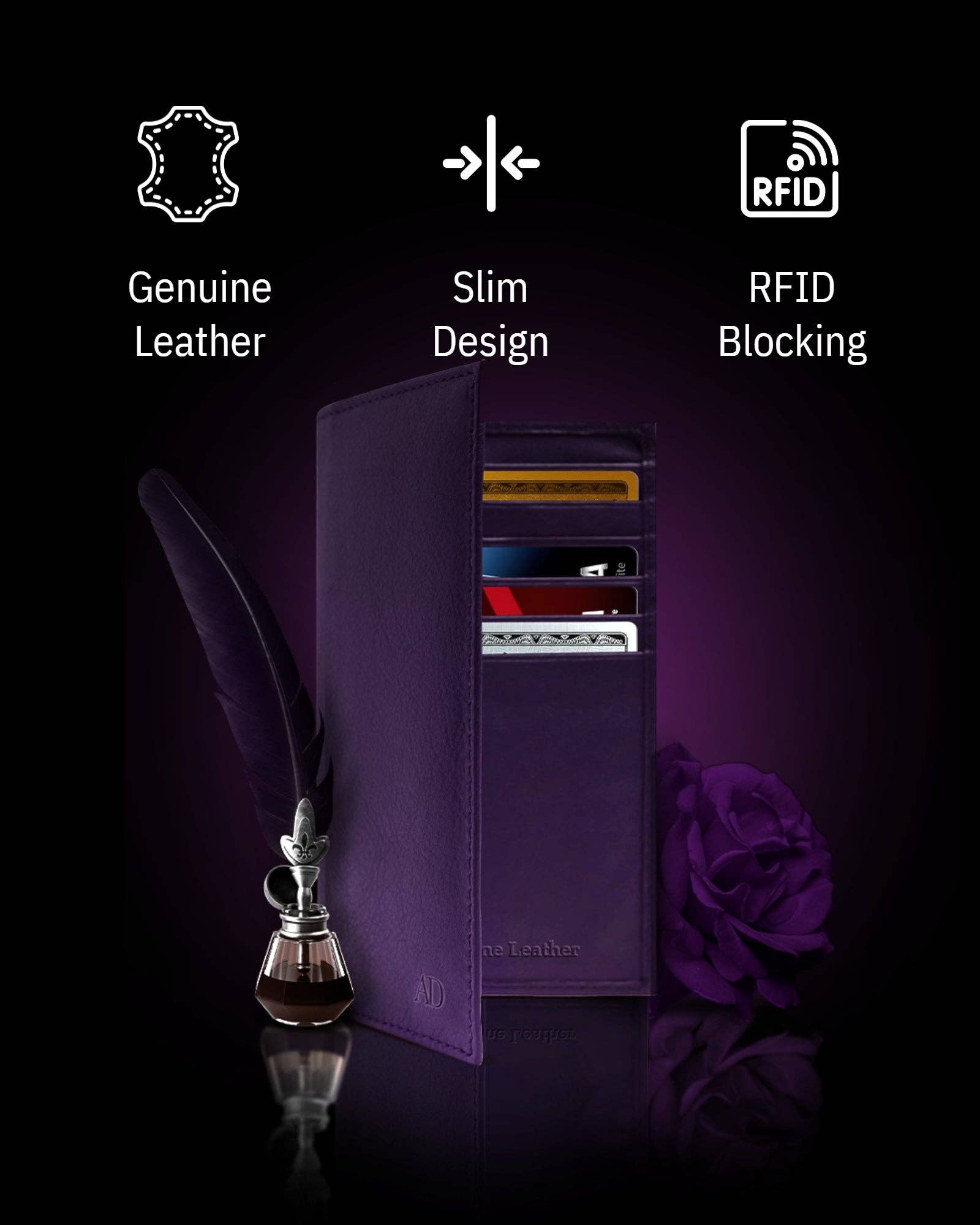 Access Denied Accessories - Wholesale Wallet - Unisex - Genuine Leather Checkbook Cover For Women &Men RFID Blocking37