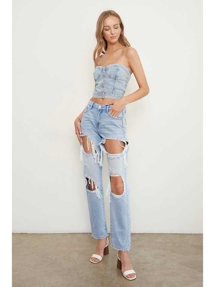 Insane Gene USA – wholesale Jeans - Dam – Hög midja slitna Baggy Jeans