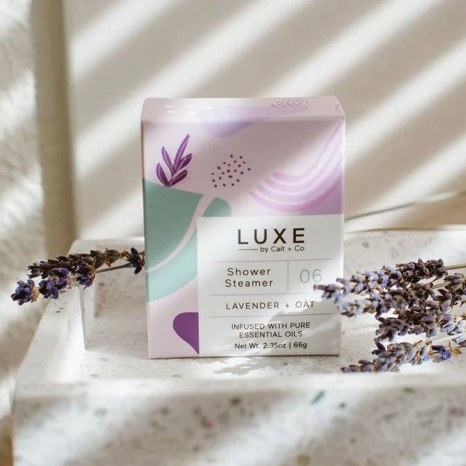 Cait + Co - Wholesale Shower Steamer/Bomb - Luxe Lavender + Oat Shower Steamer Fizzy Bomb