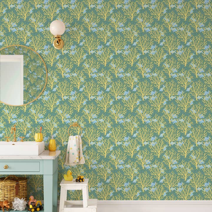 Little Cabari - Wholesale Wallpaper - RÉCIF wallpaper color Vert d'eau