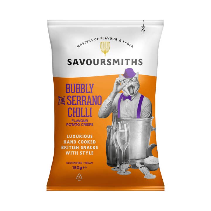 Savoursmiths – wholesale Crisps – Savoursmiths Bubbly and Serrano Chilli Potato Crisps 150g