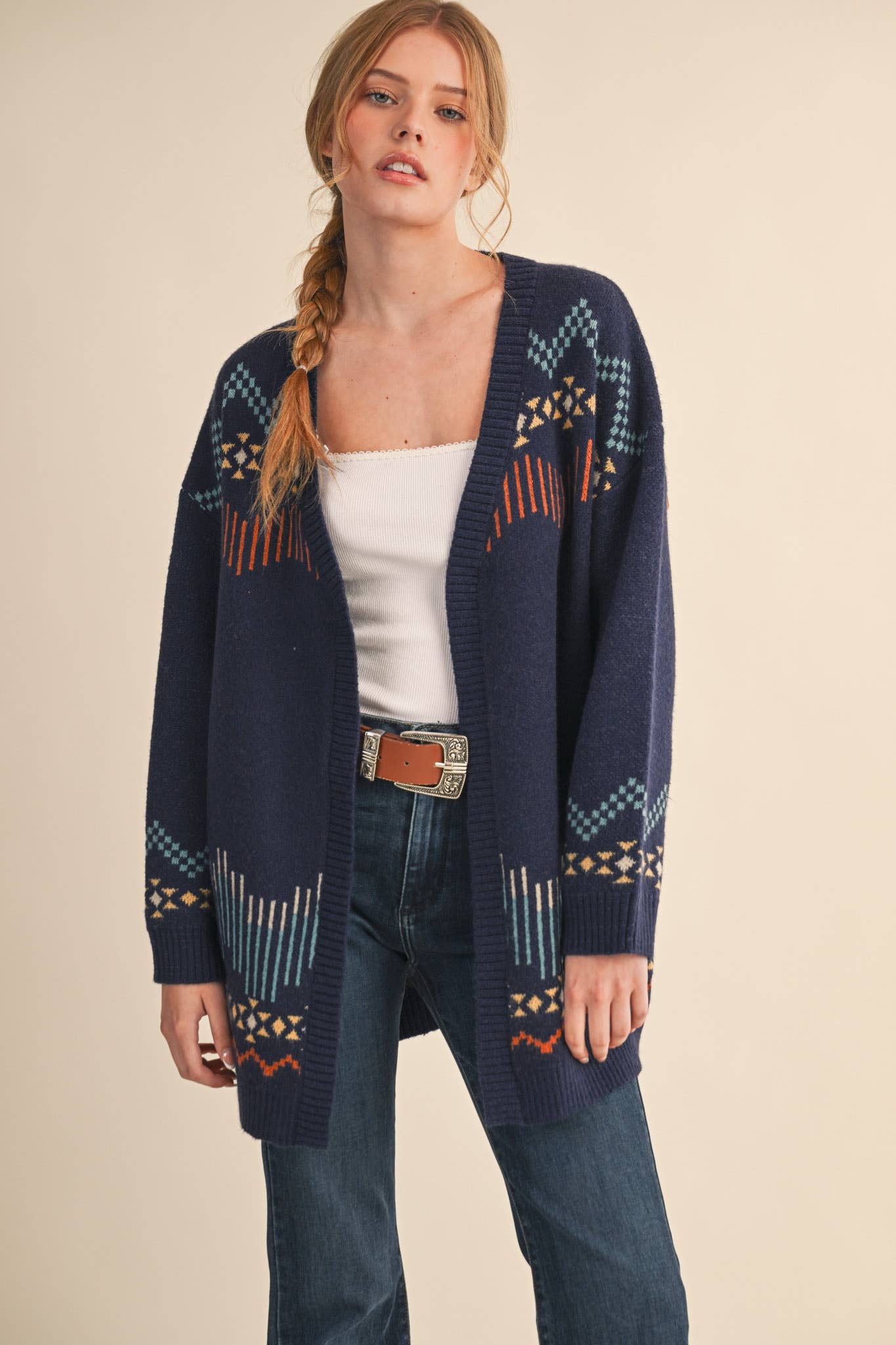 &MERCI - Wholesale Cardigan - Women's - WESTERN MOTIF SWEATER CARDIGAN MSW1113529