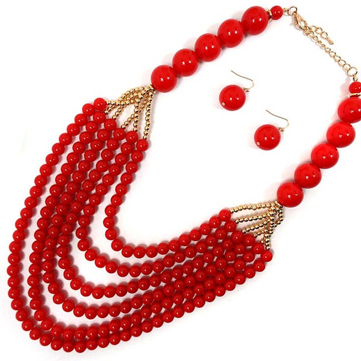 anbfashion - Wholesale Beaded/Pearl Necklace - CHUNKY ACRYLIC BEAD W METAL NECKLACE 8196