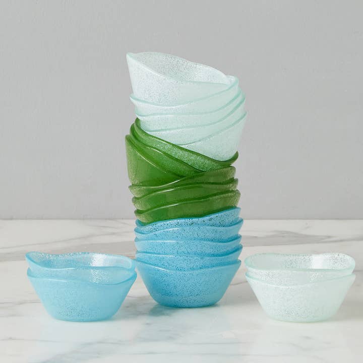 etúHOME - Wholesale Condiment/Dip Bowl - Glass Mini Round Dipping/Condiment Bowl, Denim Blue