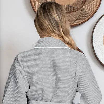 Lotus Linen – wholesale Robe – Women's – Knee-Length Waffle Robe for Women15