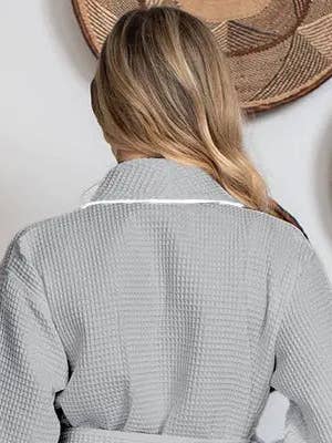 Lotus Linen - Wholesale Robe – Women's - Knee-Length Waffle Robe for Women18