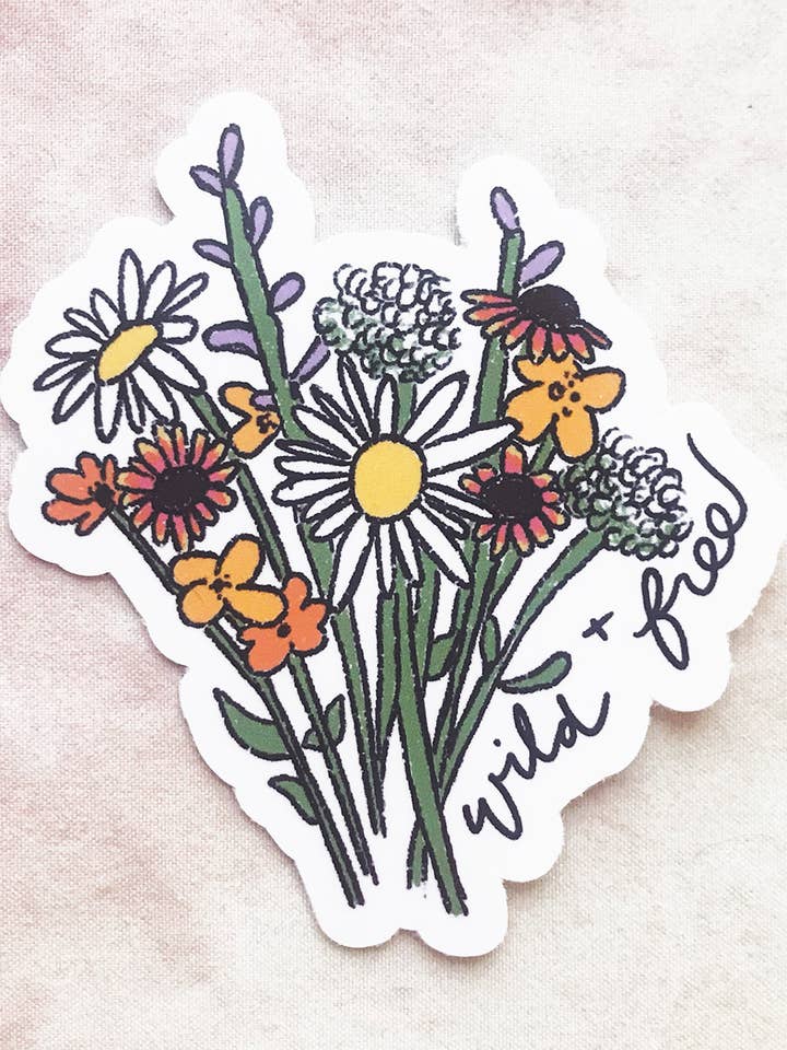 Wild and Free Wildflower Sticker for wholesale by Maddon and Co