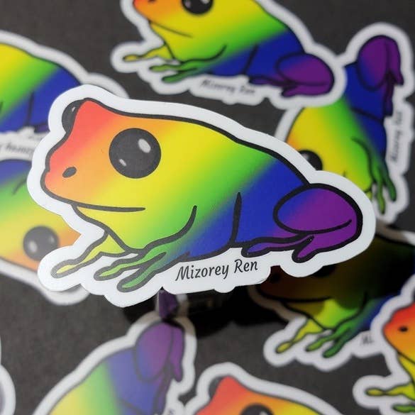 Pride Frog Weather Proof Sticker for wholesale by Mizorey Ren