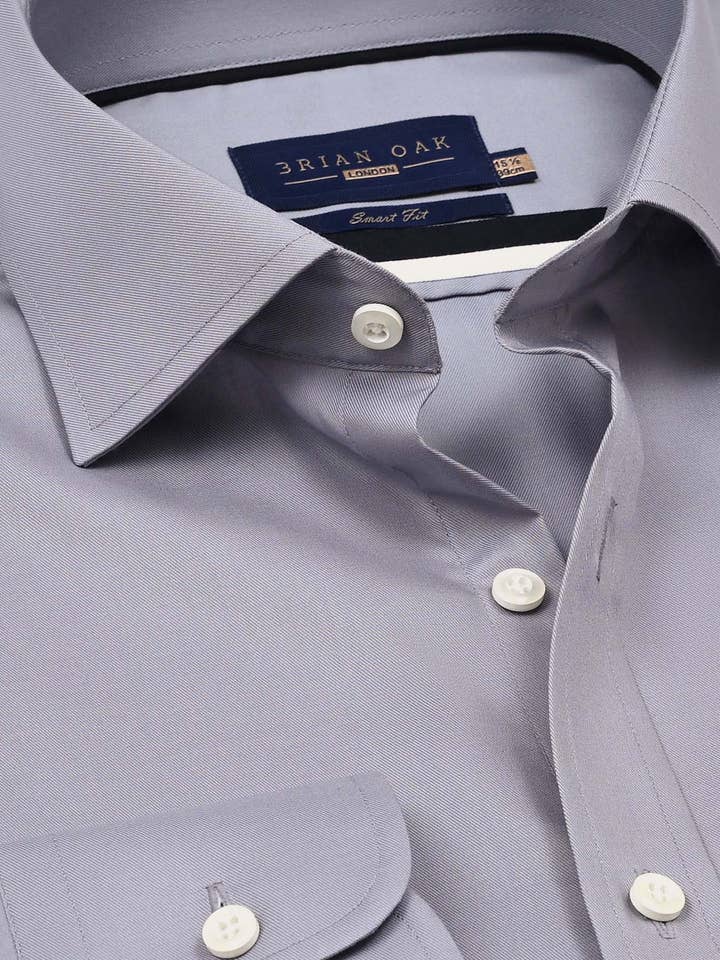 Easy Iron Grey Cotton Dress Shirt for wholesale by Brian Oak Limited