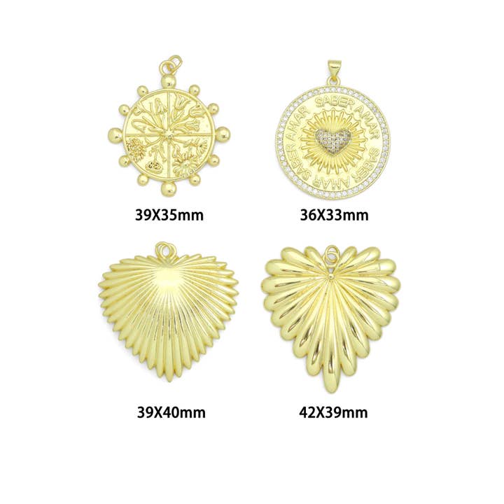 BestBeads&Beyond - Wholesale Individual Charm/Pendant - Large Spike Coin, Heart Charm Pendant, Sku#LK12894