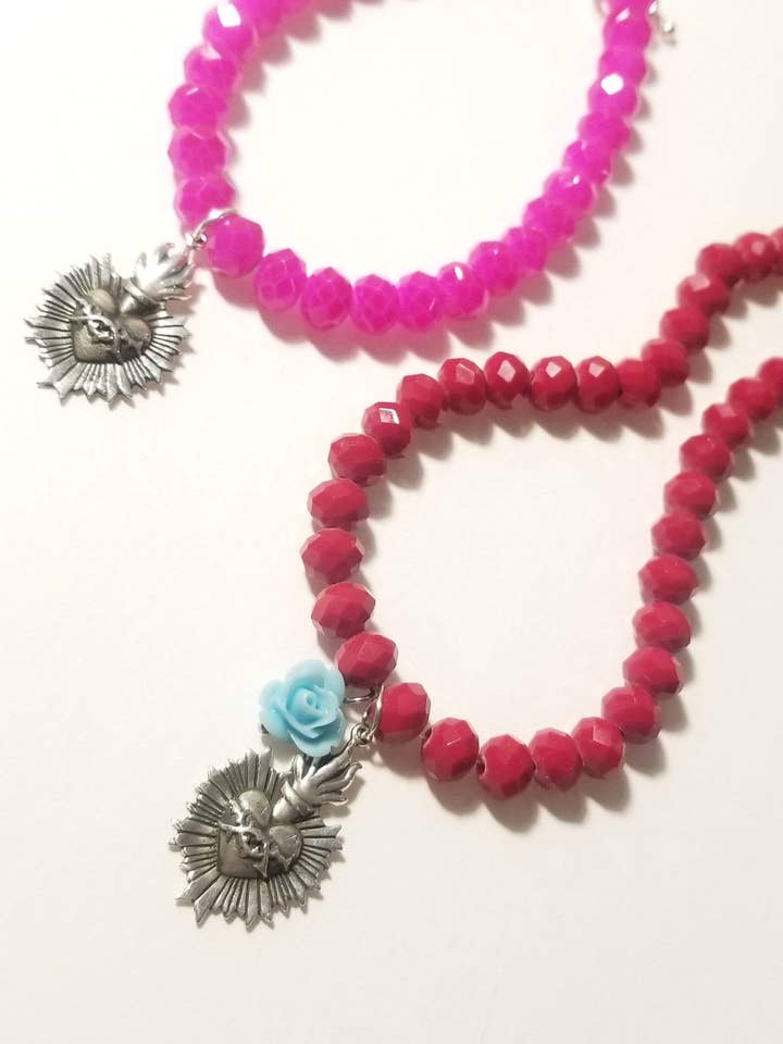 Sacred Milagro Heart Crystal Necklace for wholesale by ilaments