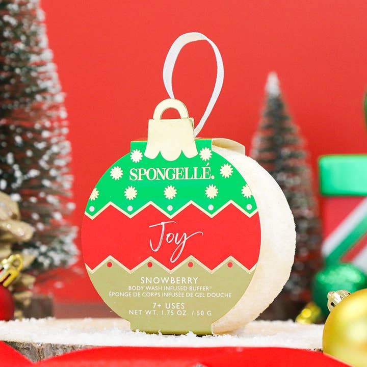 Joy – Snowberry Weihnachtlicher Ornament-Peeling-Schwamm für die Weihnachtsstrumpffüllung für den Großhandel von Spongellé | Christmas 2025 | Stocking Stuffers | Gifts