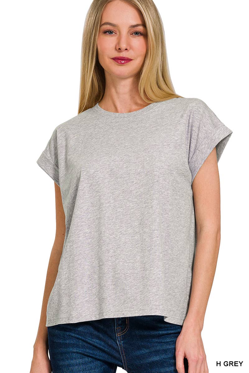 42POPS - Wholesale T-Shirt - Women's - `.Round Neck Folded Short Sleeve T Shirt27