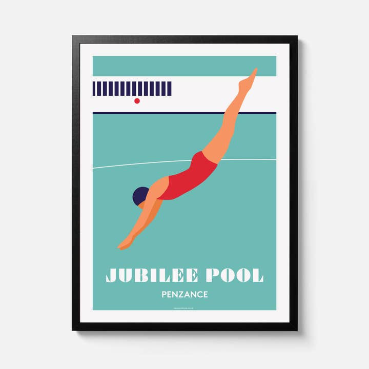 Minimalist Mid-Century Lido Diver Print for wholesale by Graphic Deluxe