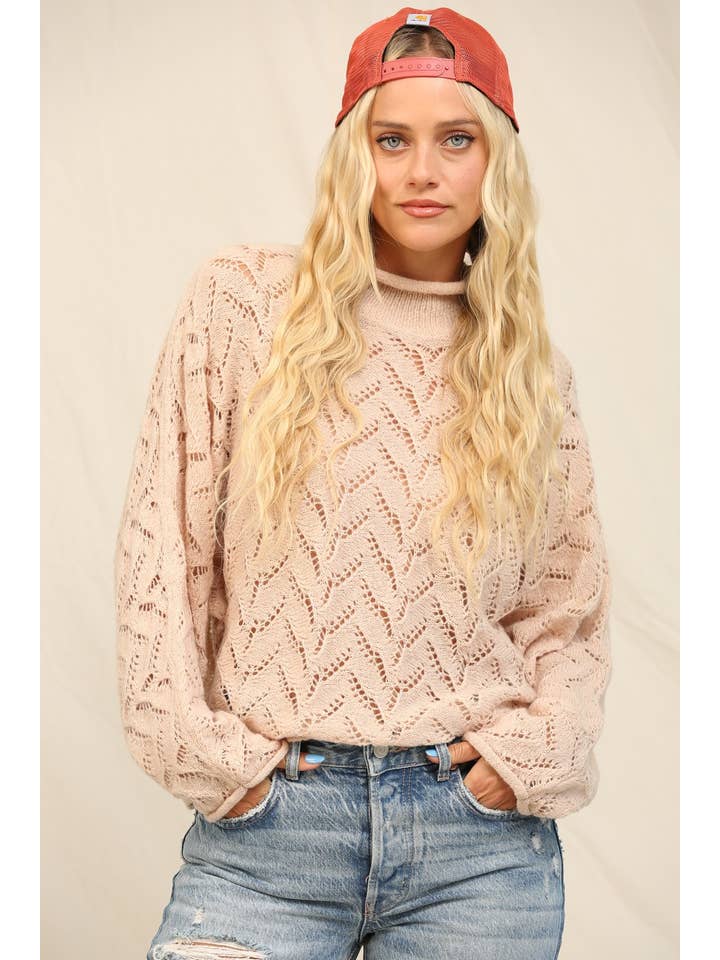 KyeMi - Wholesale Knit Sweater - Women's - An Openwork And Cable Knit Oversized Sweater13