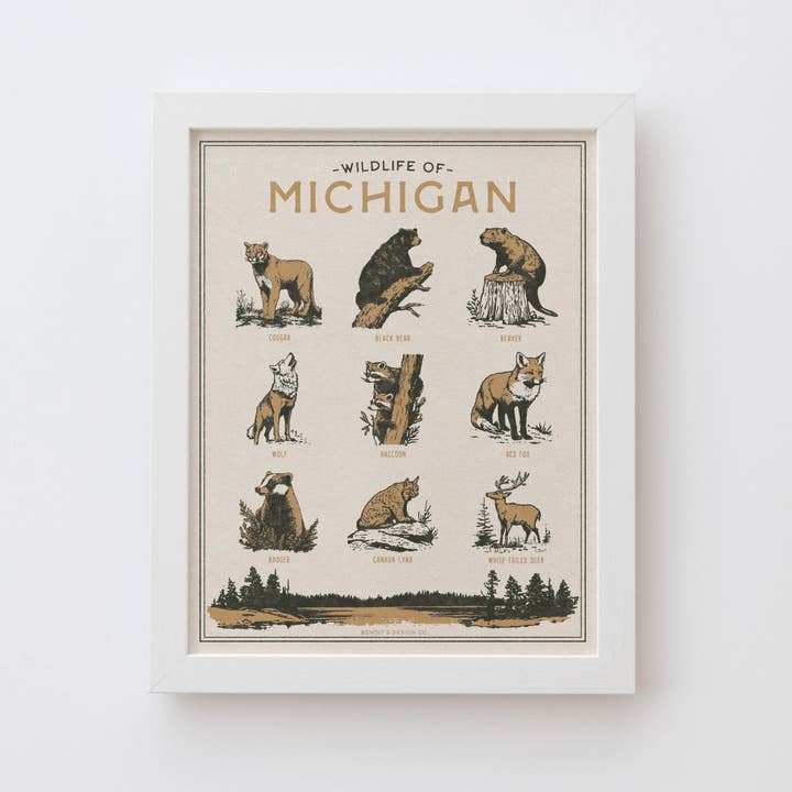 Michigan Wildlife Print for wholesale by Benoit's Design Co.
