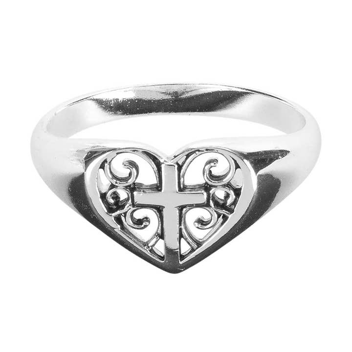 Ring Filigree Heart Cross Size 9 for wholesale by Dicksons