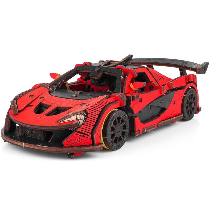 3D Puzzle Racing Car – DIY 3D Wooden Adult Model Kit with Wind-Up Mechanism, Moving Wheels & Detailed Interior – Wooden Car Toy Gifts for Teens & Adults – EWA Eco Wood Art, 220 pcs (Red) for wholesale by EWA Eco-Wood-Art