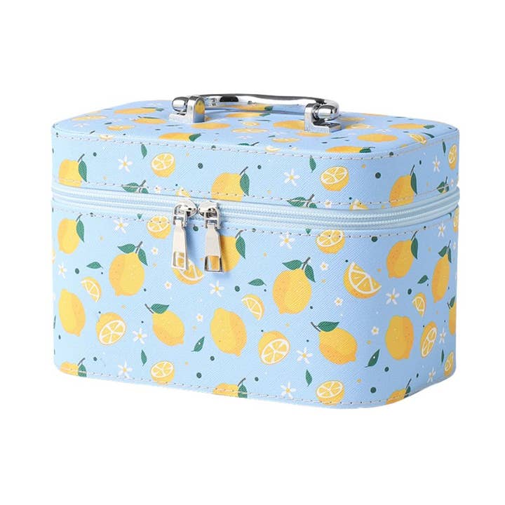 Selini New York - Wholesale Makeup/Cosmetic Bag - Ladies Medium Lemons Makeup Train Case-LNCTB3007-BBL0