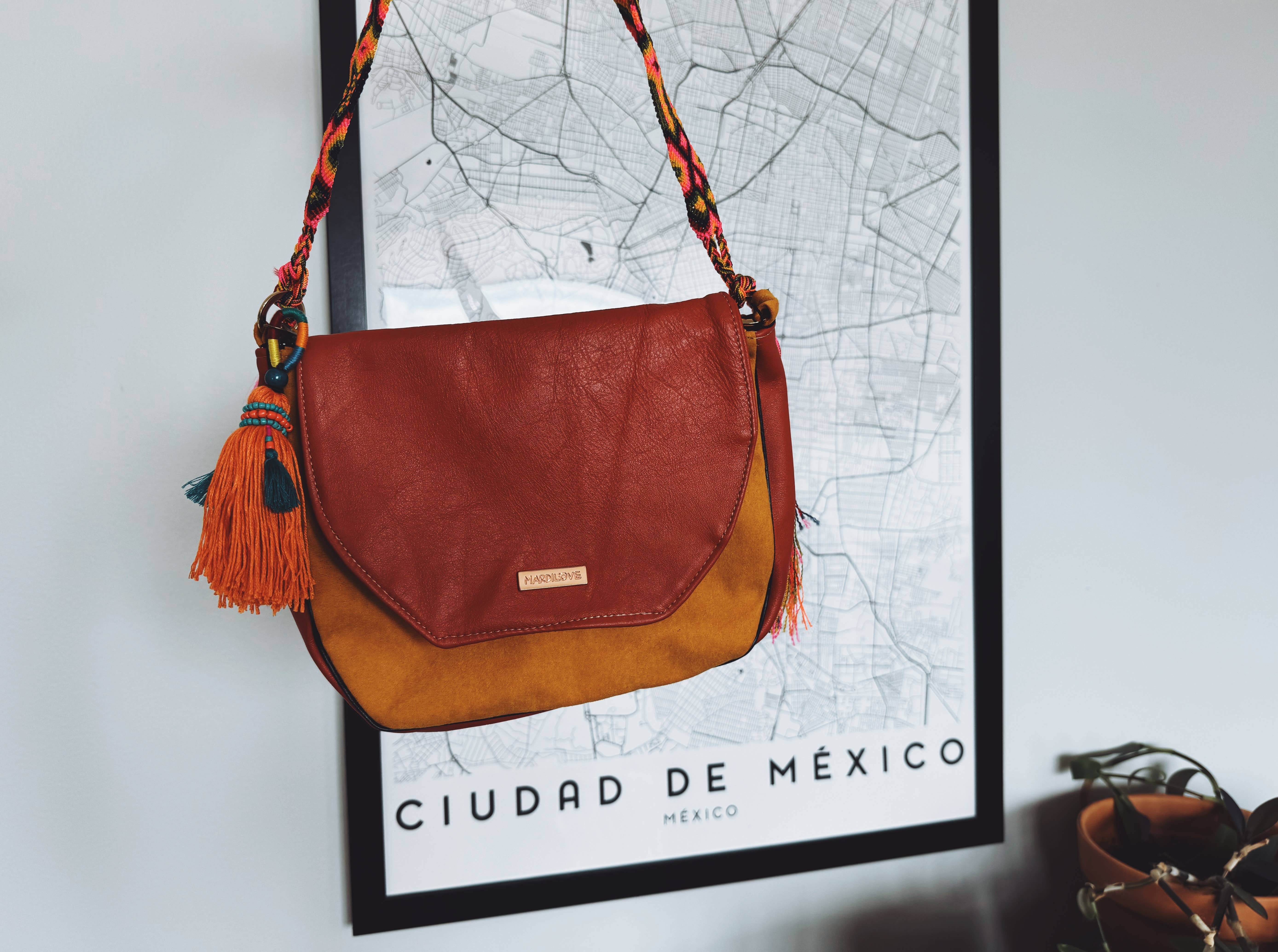 Pura Vida - Wholesale Crossbody Bag - Women's - Leather Mexican Colorful purse 8x10 in | clutch purse 4