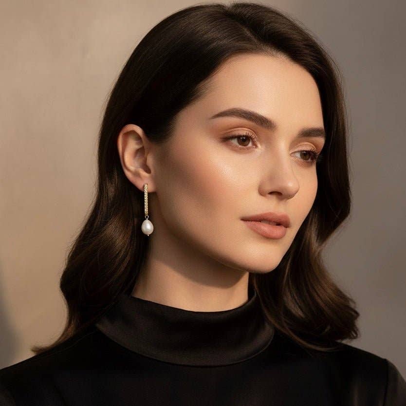 OE! - Venta al por mayor Pendientes colgantes - ZIRCONIA&PERLA - Pendientes de aro rectangulares2