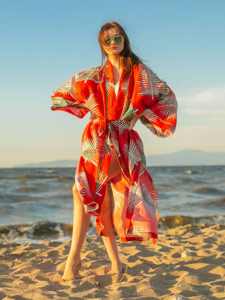 Xaile Pureza Gola Longa Kimono - Vermelho por atacado de The Beach