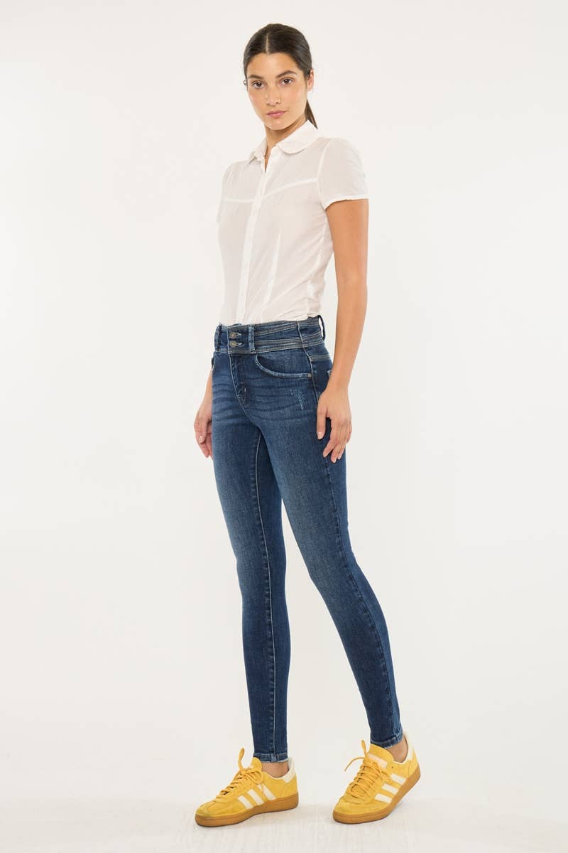 SCURO JEANS SKINNY A DOPPIO BOTTONE CON PATTA APERTA-KC9254D in vendita all'ingrosso su Faire3