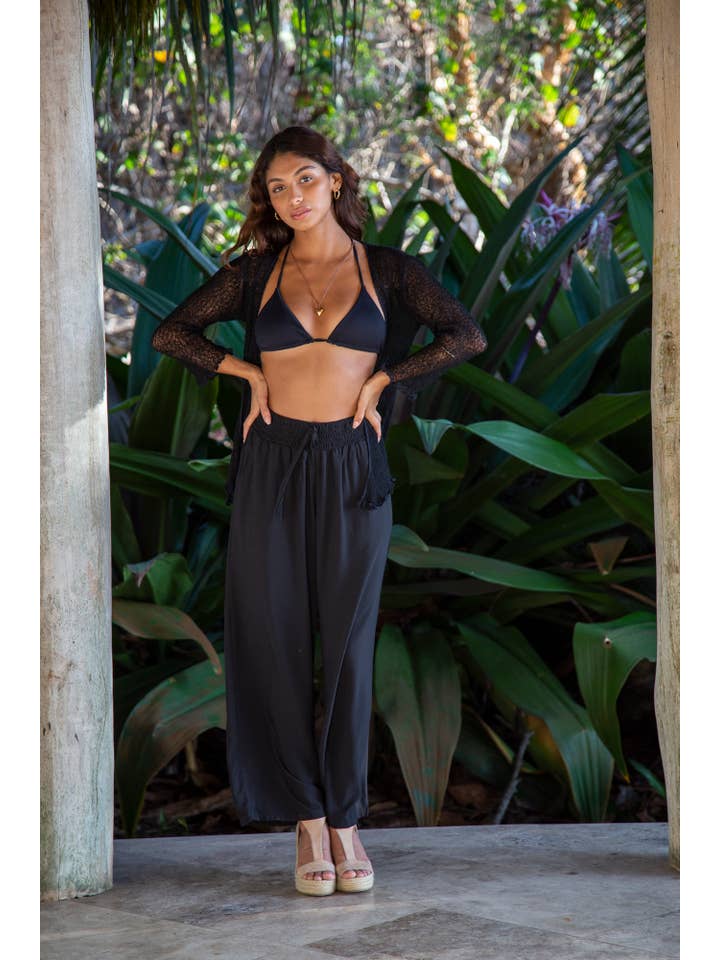 Bali Prema - Wholesale Cardigan - Women's - Summer Knit Sheer Cardigan Bolero Shrug Cover in Black4