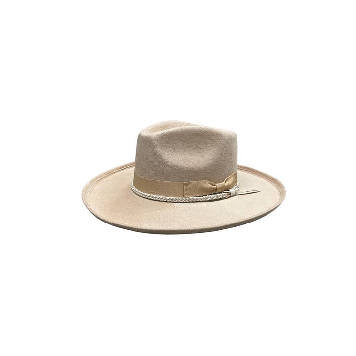 The Modern Cactus Co - Vente Chapeau en feutre - femme - Chapeau Fedora Brooke Vegan Curl à bord rigide avec accessoires