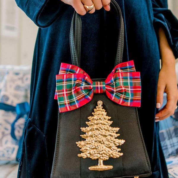 Lisi Lerch - Wholesale Top Handle Bag - Women's - Jackie - Holiday Bow & Gold Adornment0