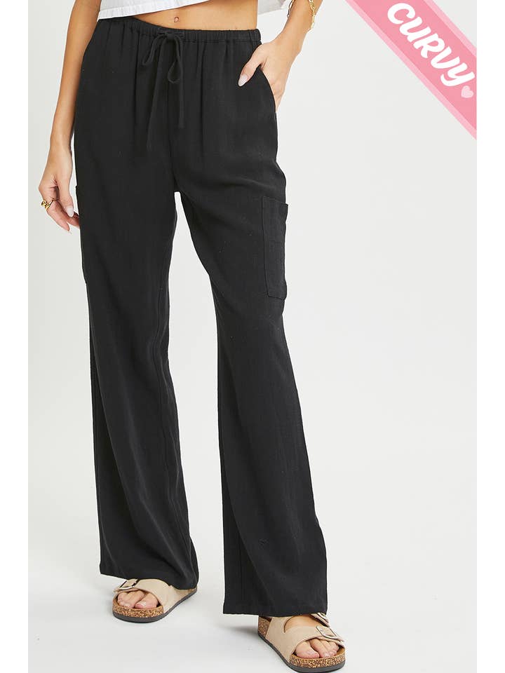 Sweet Lovely by Jen - Wholesale Pants - Women's - PLUS SIZE LINEN- BLEND PULL-ON-PANTS11