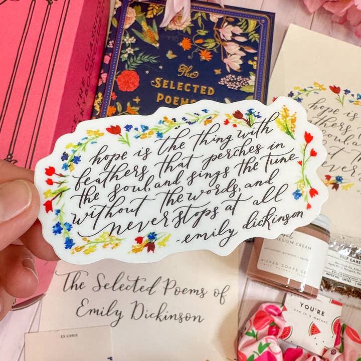Emily Dickinson Hope Citat Litterärt klistermärke Dekal för wholesale av Wildflower Paper Company