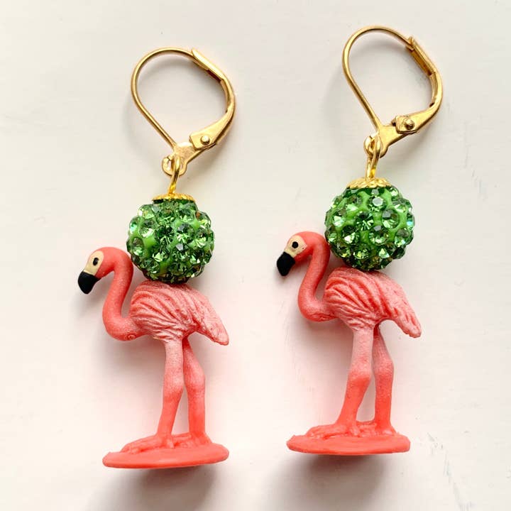 Boucles d'oreilles miniatures en forme de flamant pour la vente par Lenora Dame